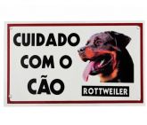 Placa Cuidado com o Cão Rottweiler - 20 x 15 cm