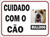 Placa Cuidado com o Cão Bulldog - 20 x 15 cm