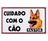 Placa Cuidado com o Cão Pastor - 20 x 15 cm