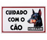 Placa Cuidado com o Cão Dobermann - 20 x 15 cm