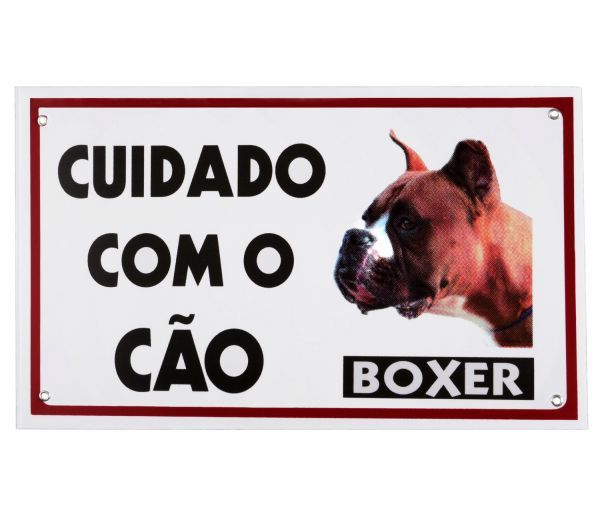 Placa Cuidado com o Cão Boxer - 40 x 30 cm