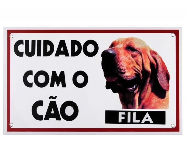 Placa Cuidado com o Cão Fila - 30 x 20 cm